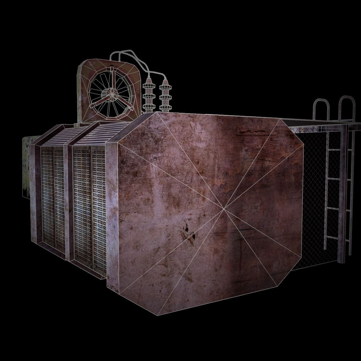 Construction steampunk house Low-poly 3D model_4