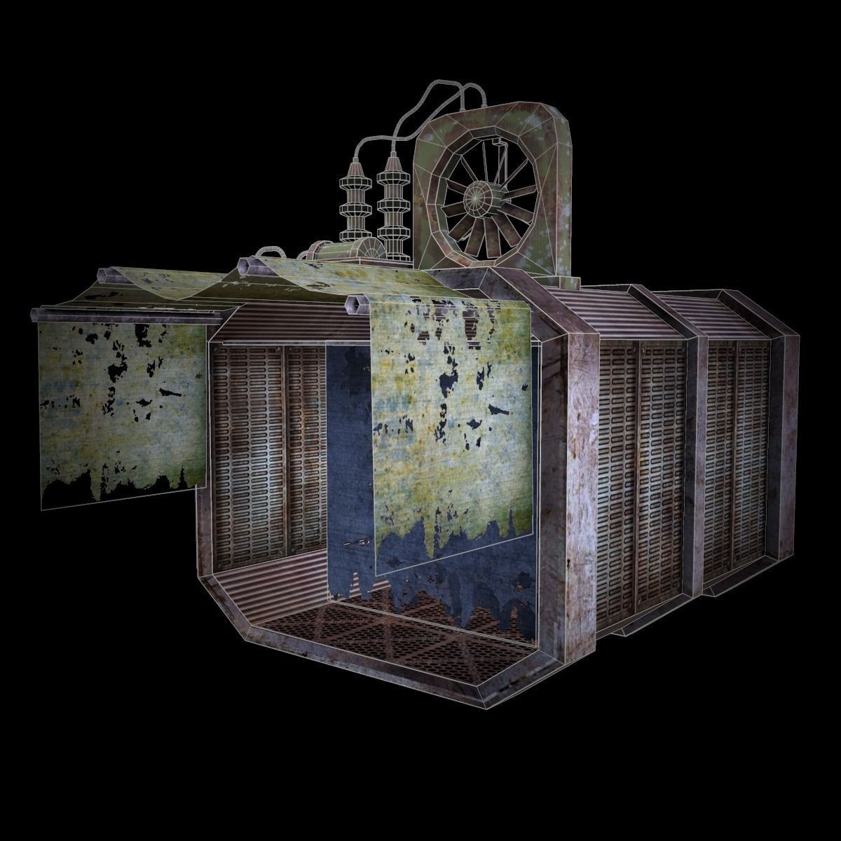 Construction steampunk house Low-poly 3D model_3