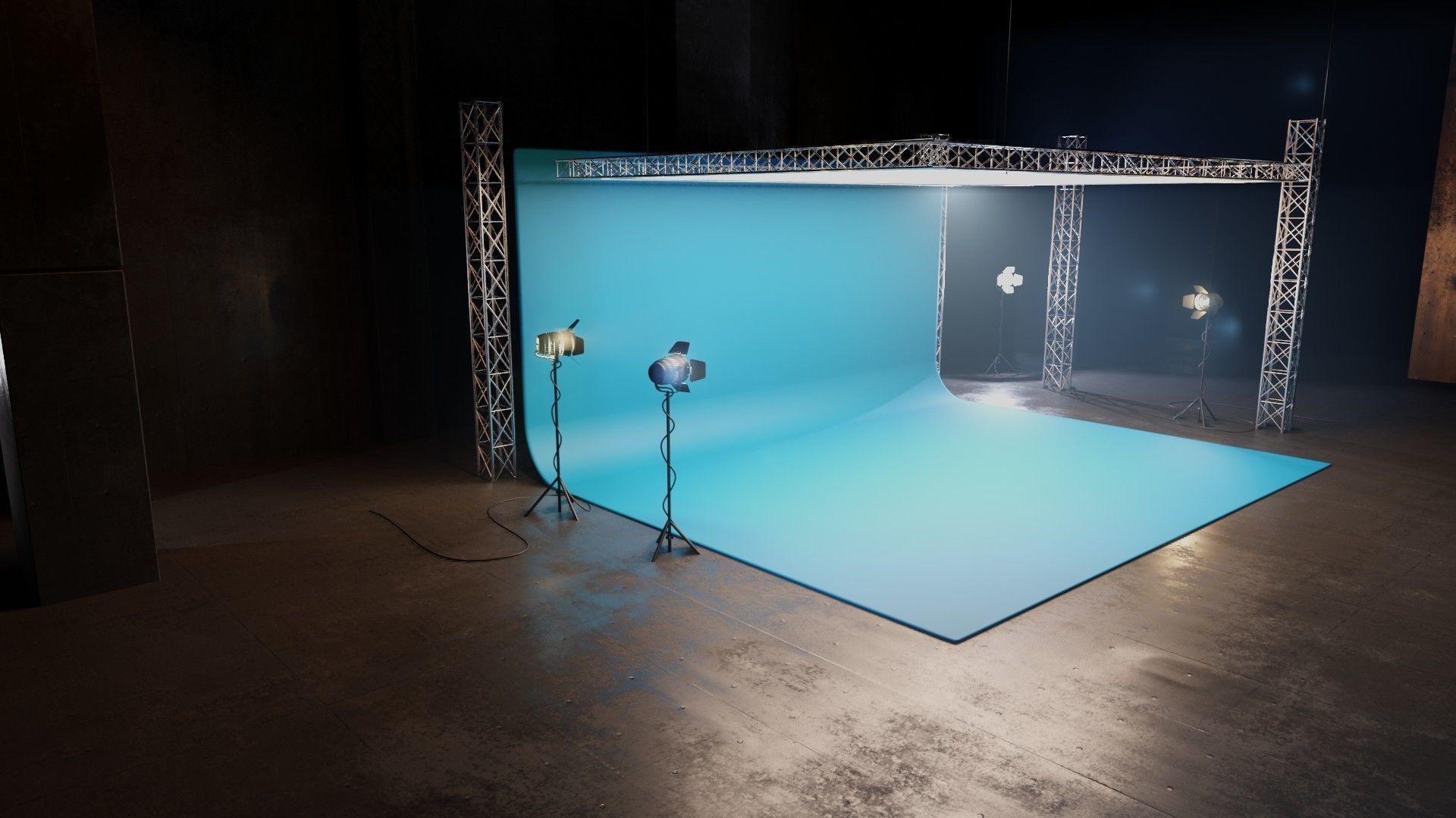 professional studio and light setup scene 3D model_6