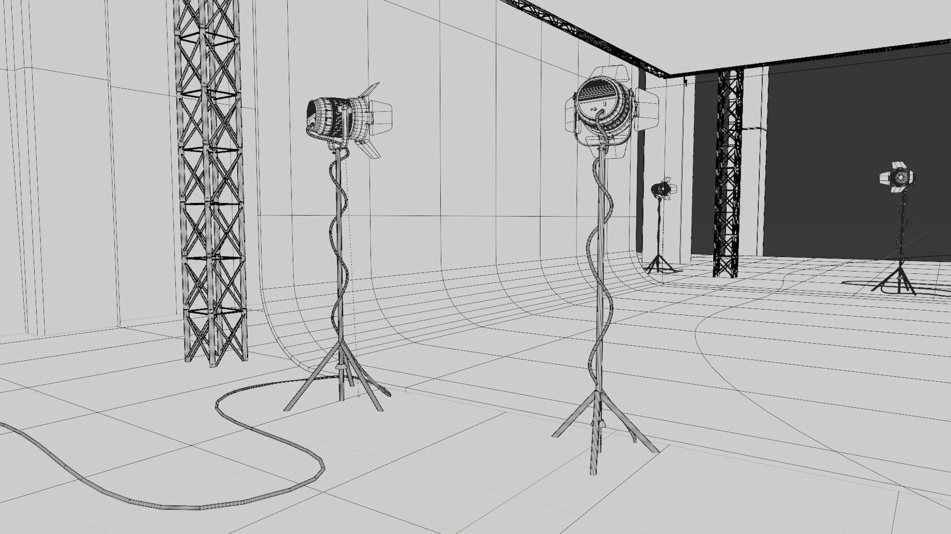 professional studio and light setup scene 3D model_4