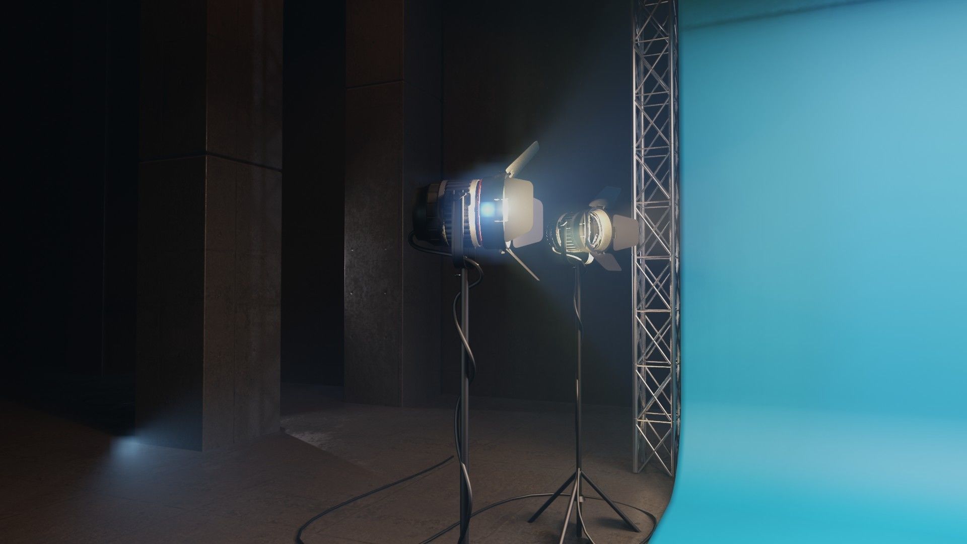 professional studio and light setup scene 3D model_10