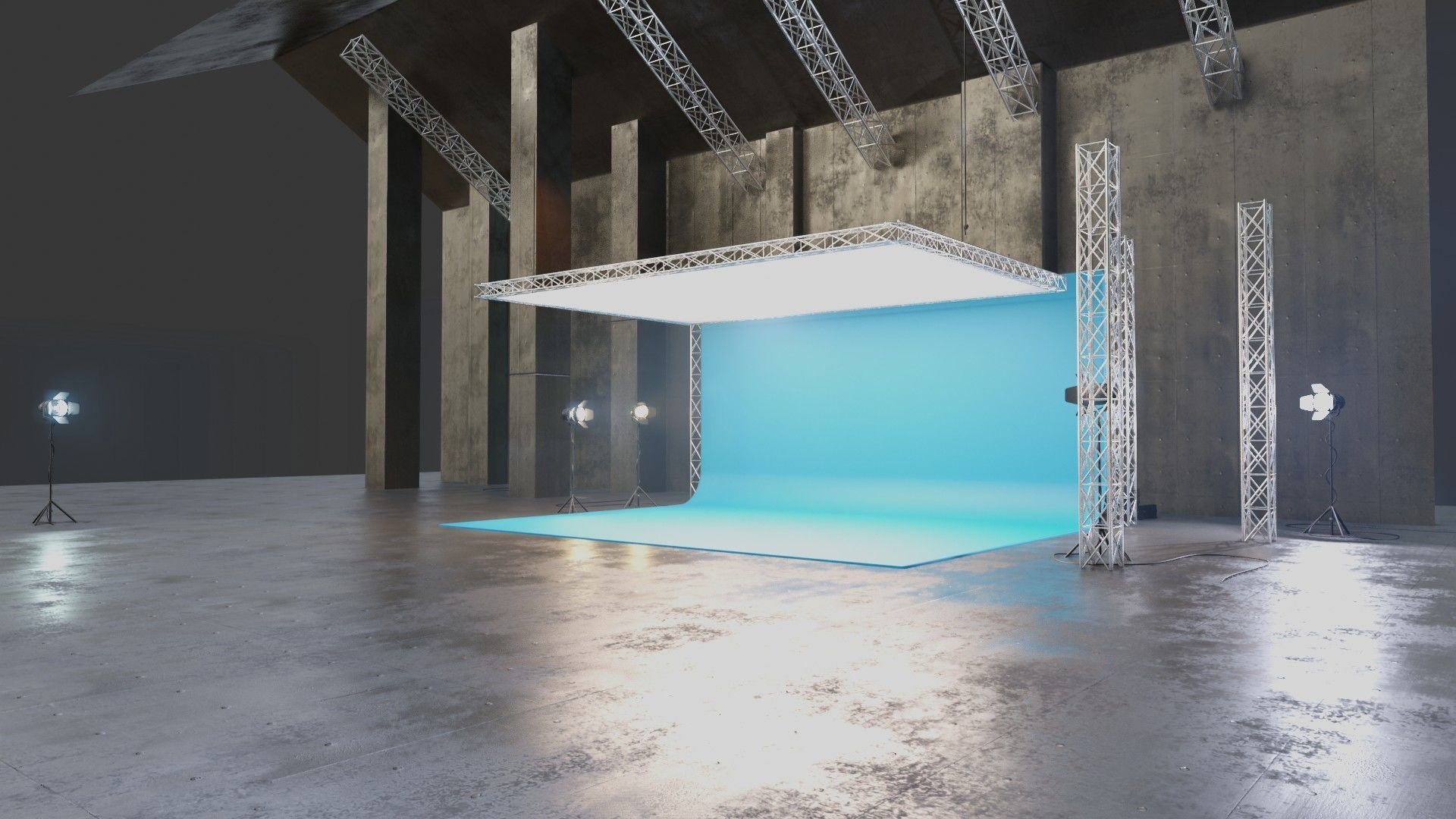 professional studio and light setup scene 3D model_5