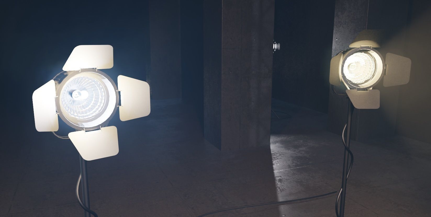 professional studio and light setup scene 3D model_1