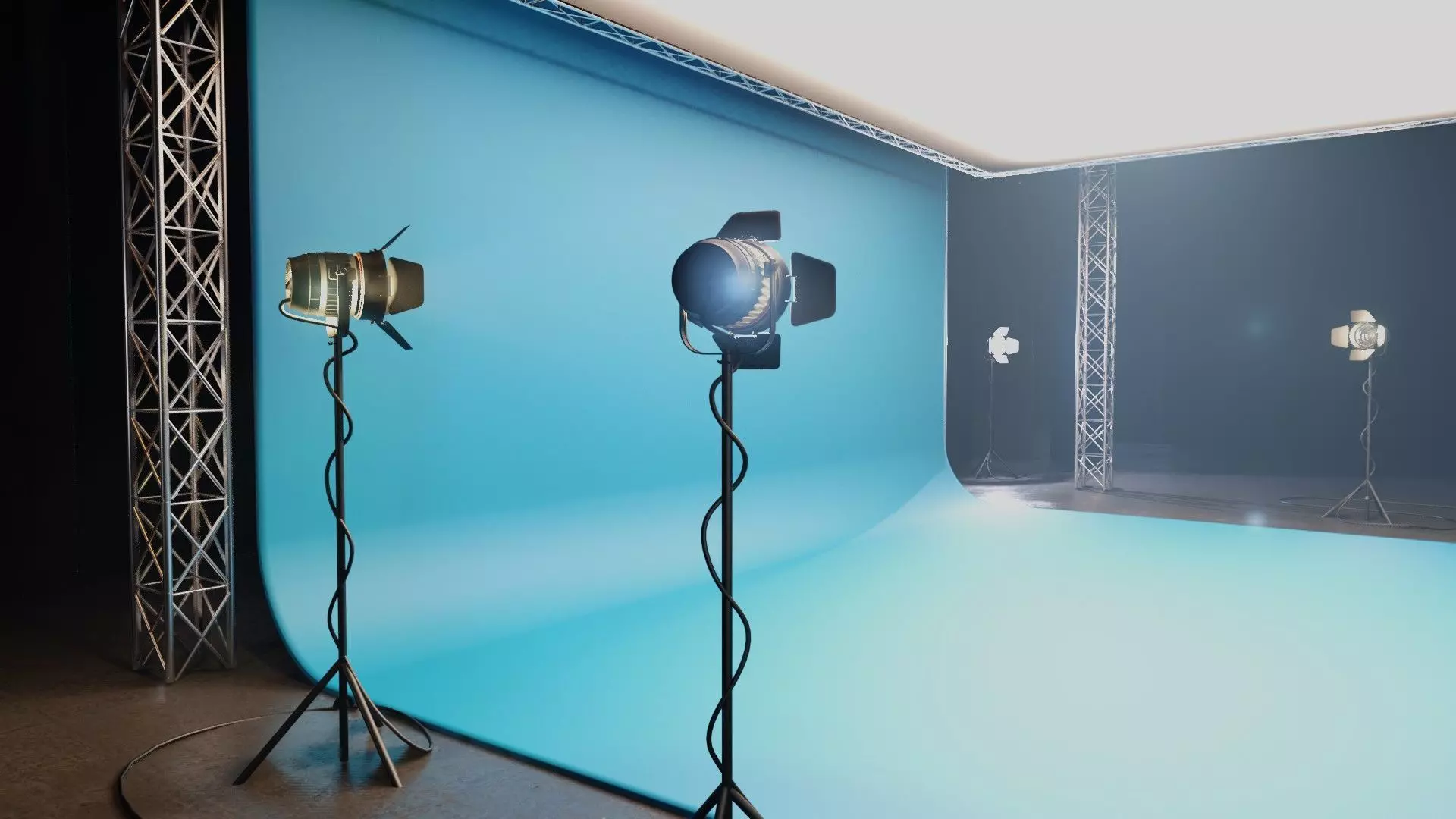 professional studio and light setup scene 3D model_0