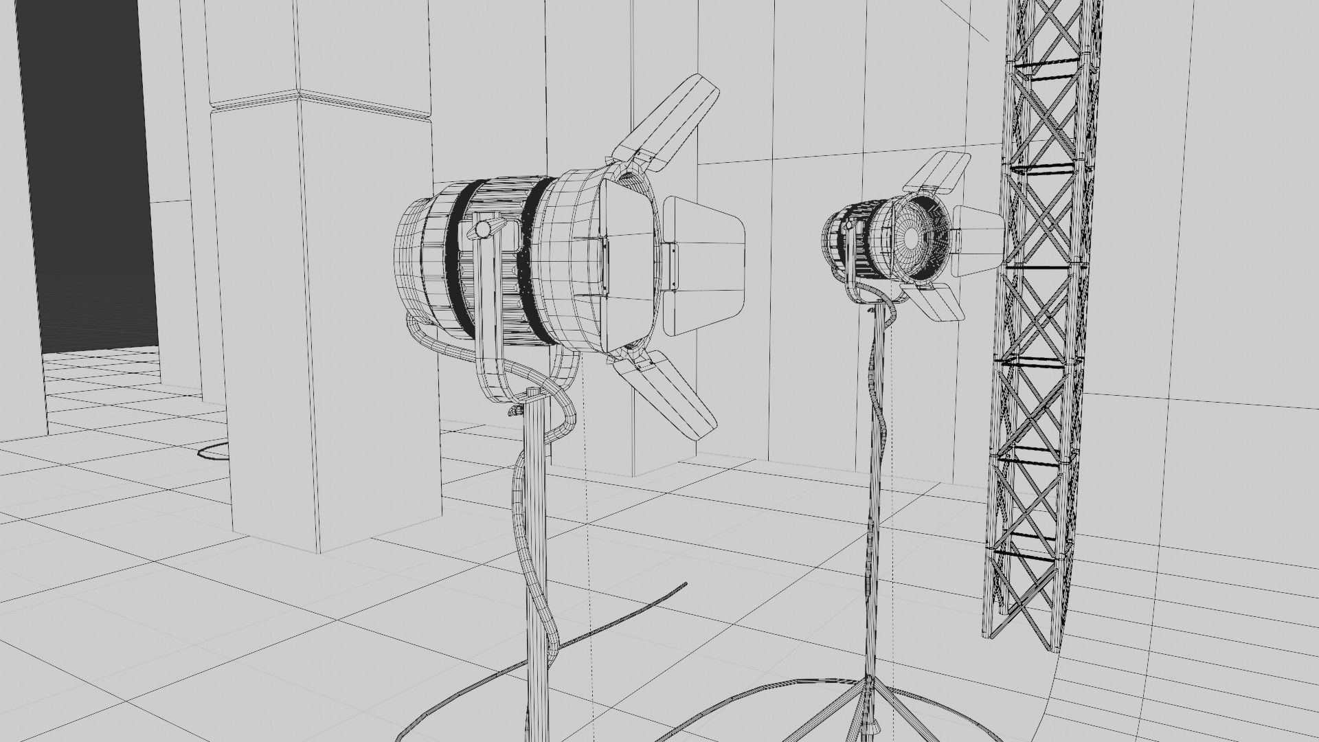 professional studio and light setup scene 3D model_12