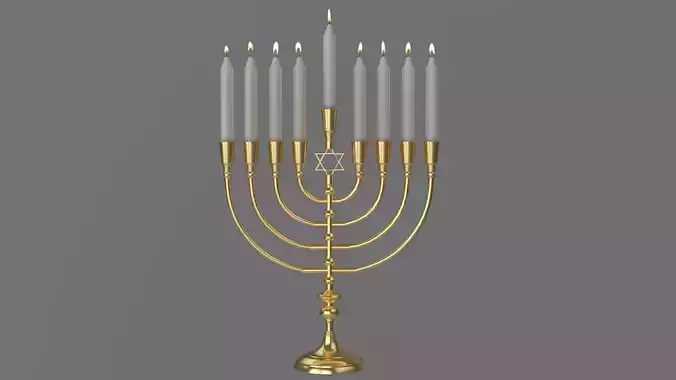 Hanukkah Menorah Candle Holder 3D model