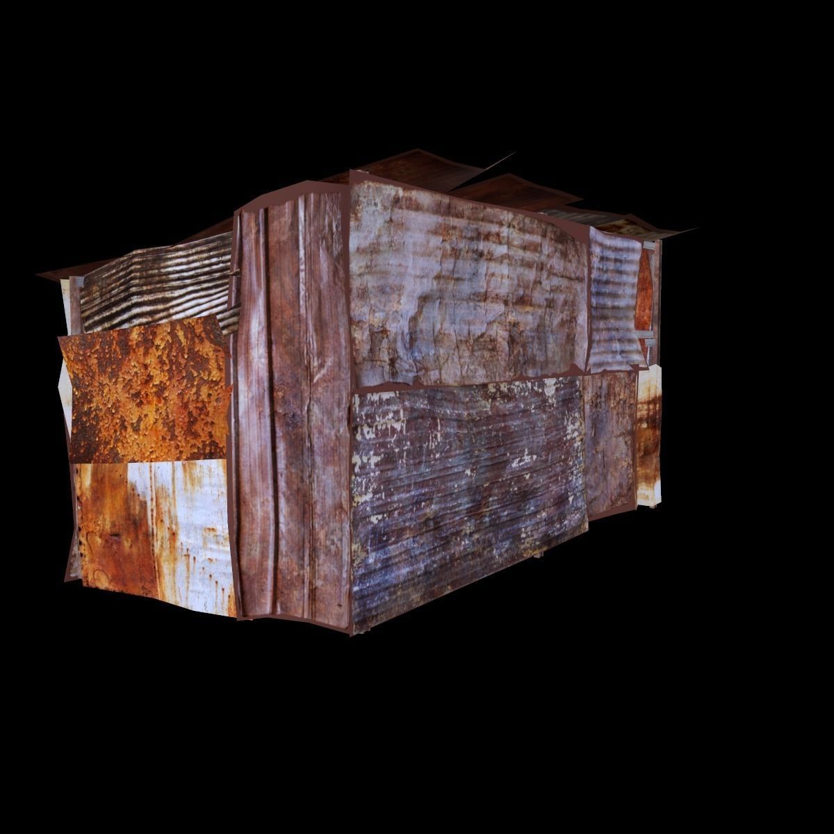 Construction rusty shack Low-poly 3D model_2