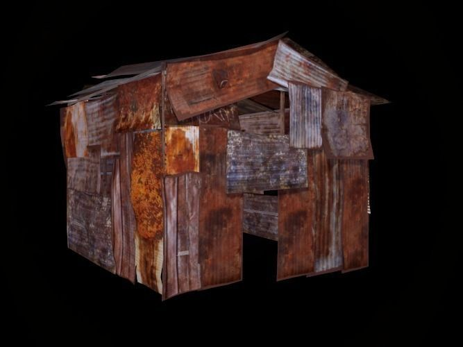 Construction corrugated metal shack