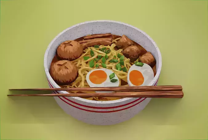 Noodle japanesse ramen cartoon style recommend for Blender only