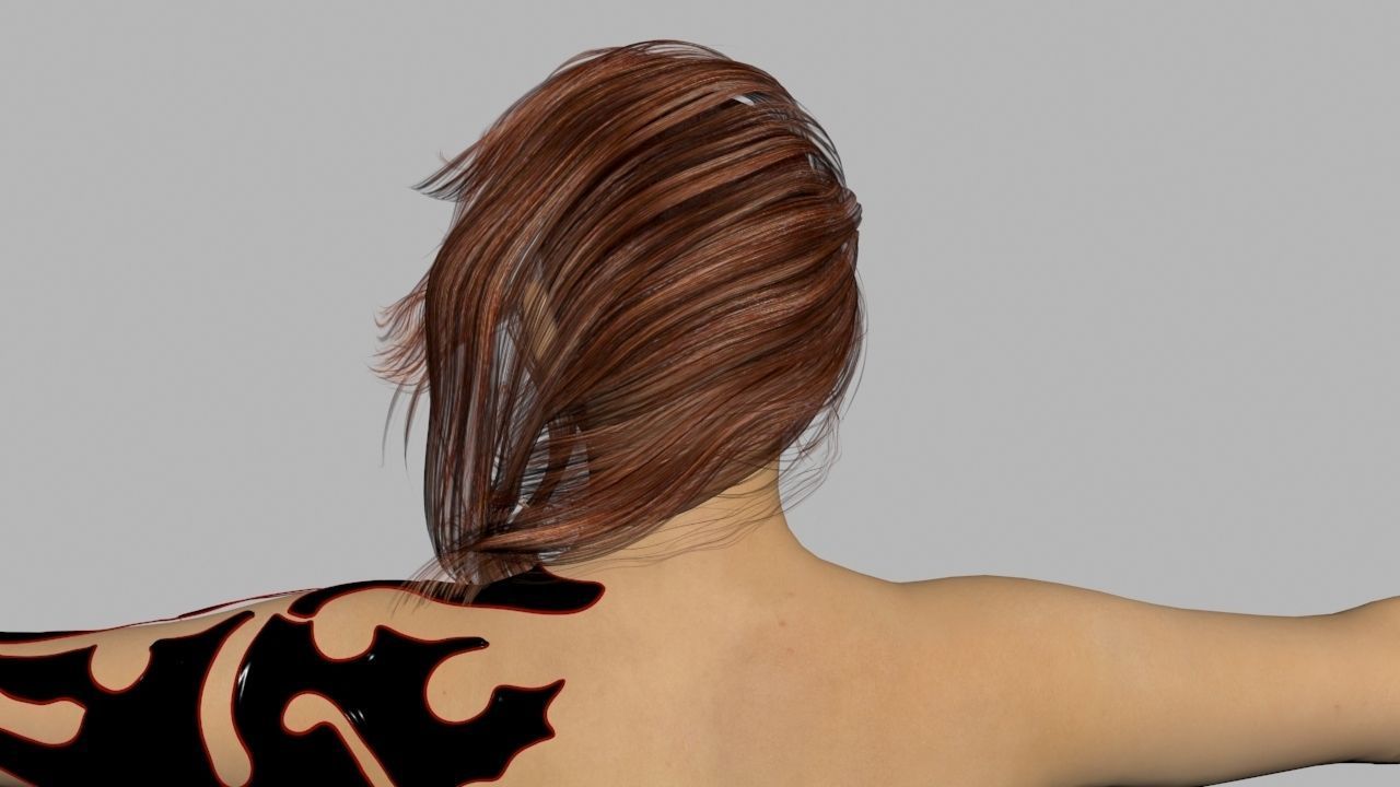 Redhead in Black Dress Rigged High Quality 3D model_7