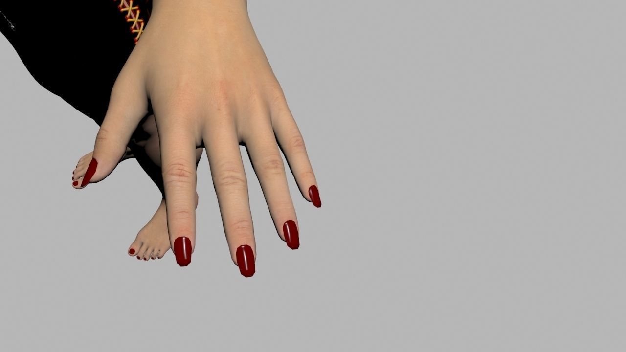 Redhead in Black Dress Rigged High Quality 3D model_4