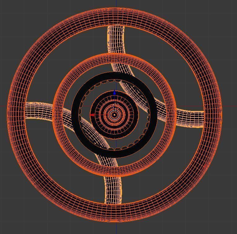 SPACESHIP futuristic wheel in sky Low-poly 3D model_8