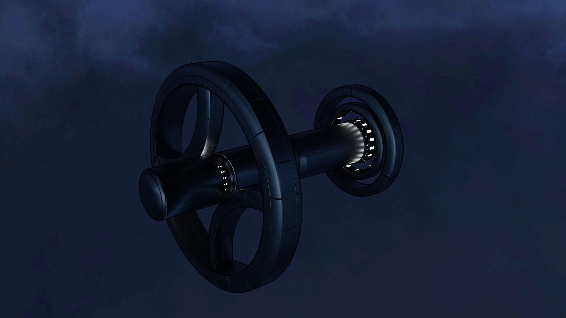 SPACESHIP futuristic wheel in sky Low-poly 3D model_9