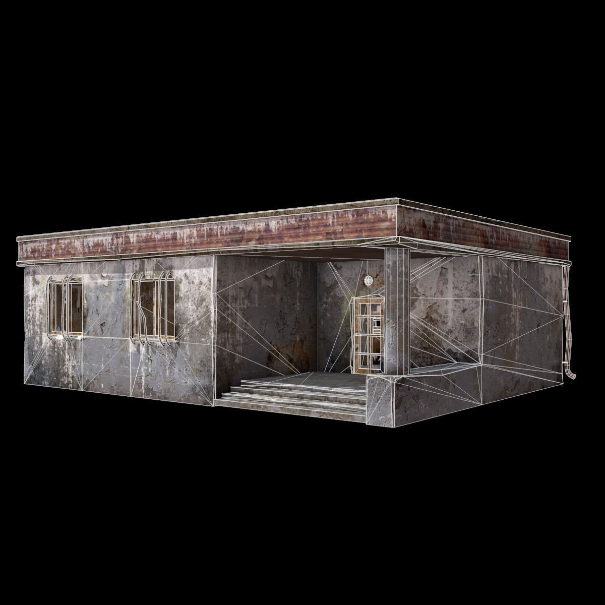 Checkpoint old building Low-poly 3D model_3