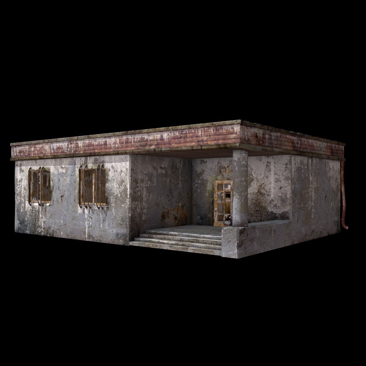 Checkpoint old building Low-poly 3D model_1