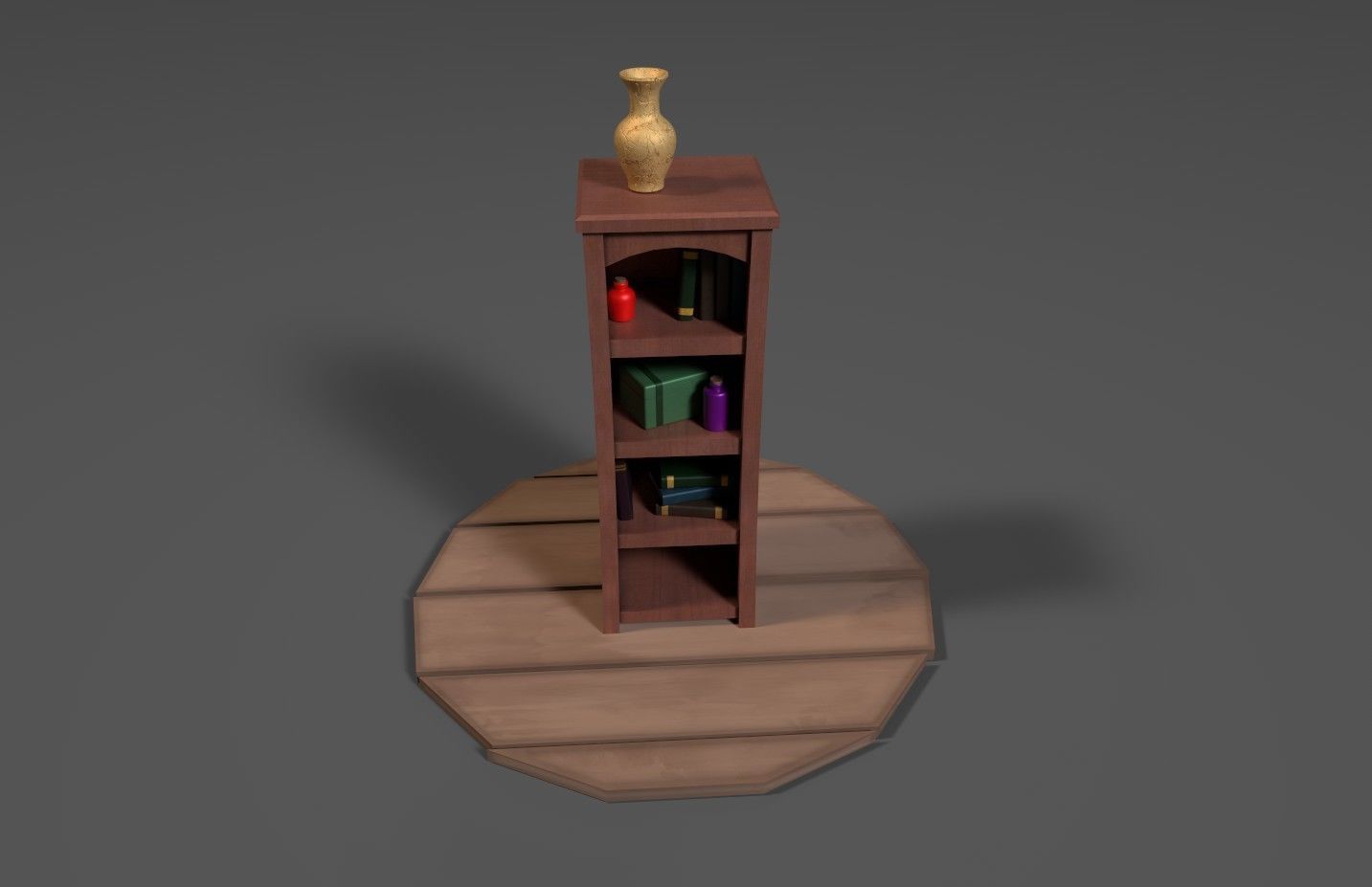 Stylized Alchemists Bookshelf Low-poly 3D model_4