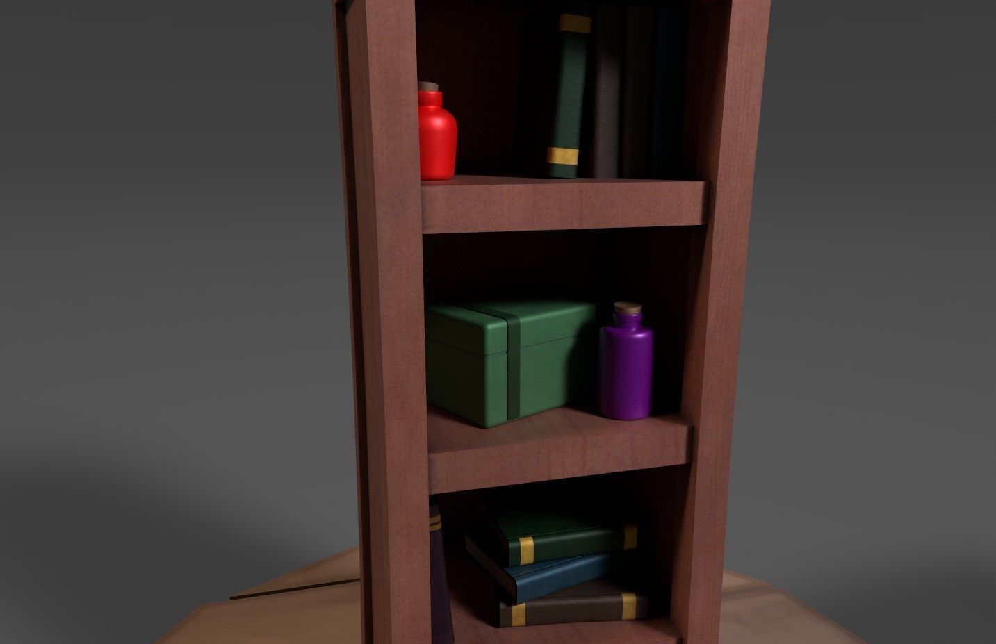 Stylized Alchemists Bookshelf Low-poly 3D model_7