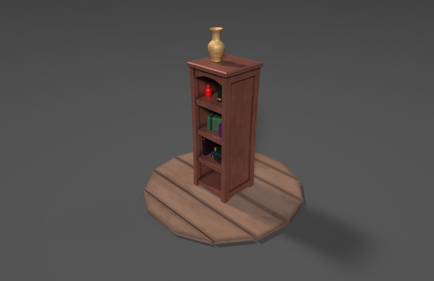 Stylized Alchemists Bookshelf Low-poly 3D model_5