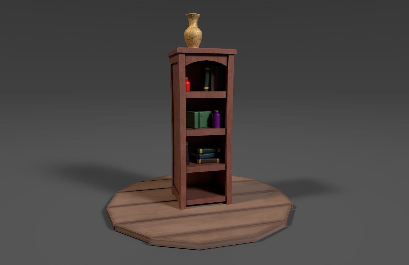Stylized Alchemists Bookshelf Low-poly 3D model_2