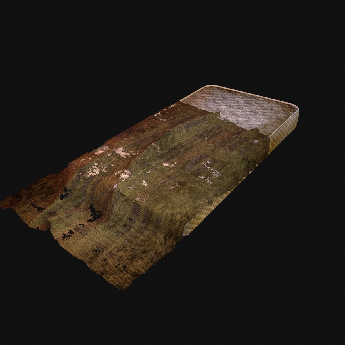 Mattress bed made of wood Low-poly 3D model_3