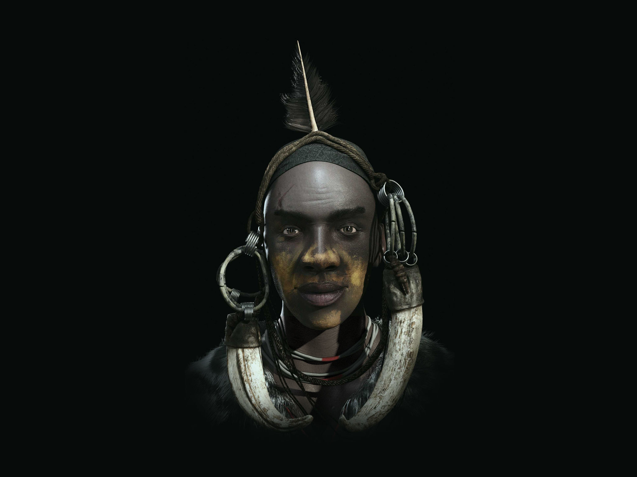 Guy bust African Low-poly 3D model_3