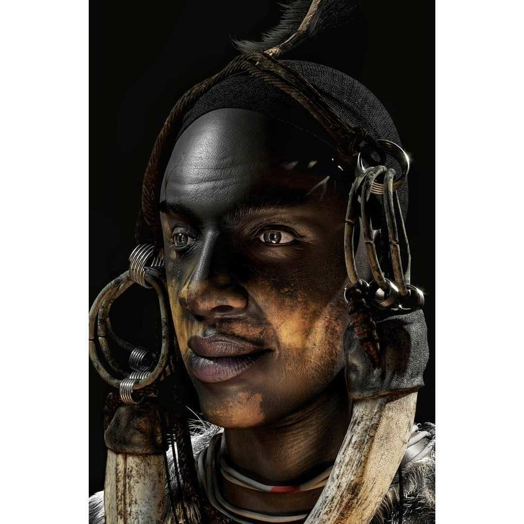 Guy bust African Low-poly 3D model_1