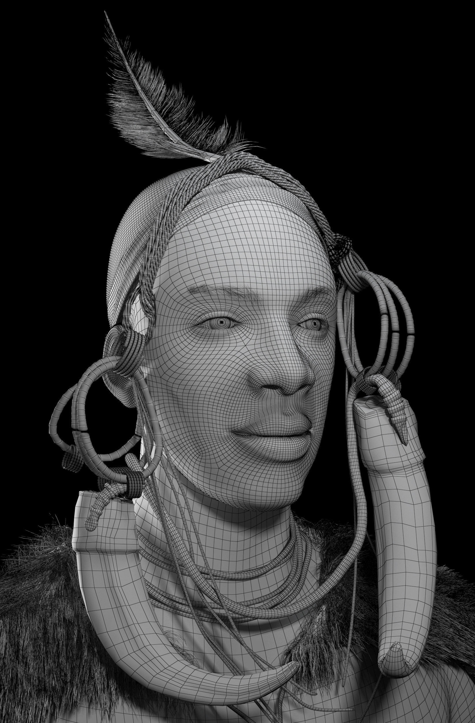 Guy bust African Low-poly 3D model_4