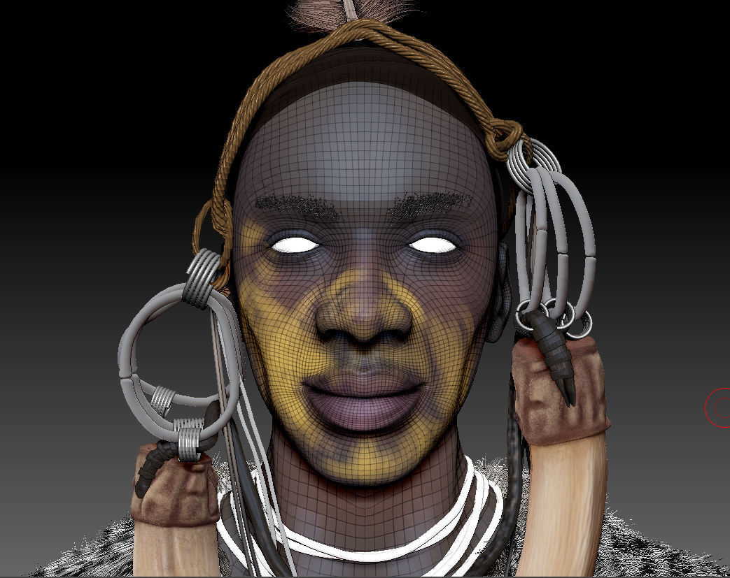 Guy bust African Low-poly 3D model_2