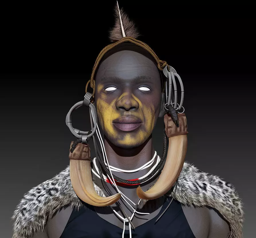 Guy bust African Low-poly 3D model_0