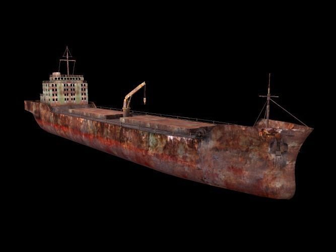 Marine cargo ship Low-poly 3D model_0