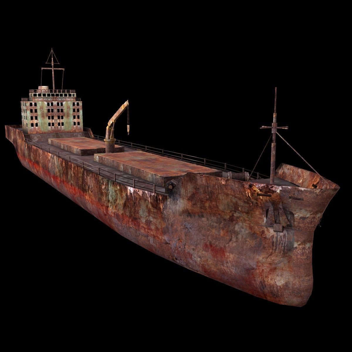 Marine cargo ship Low-poly 3D model_1