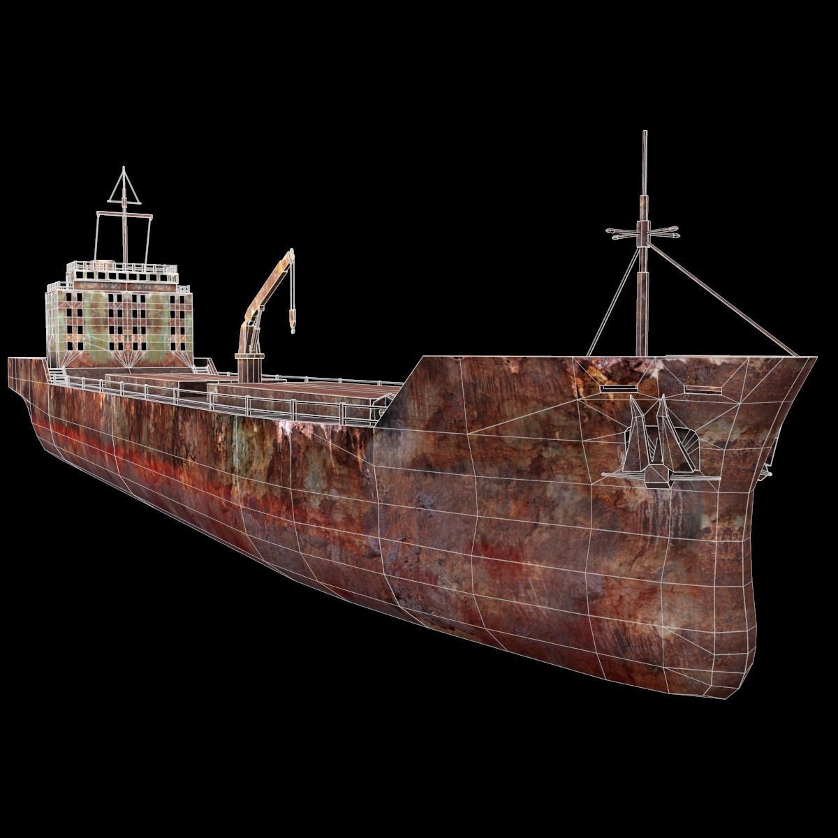 Marine cargo ship Low-poly 3D model_3