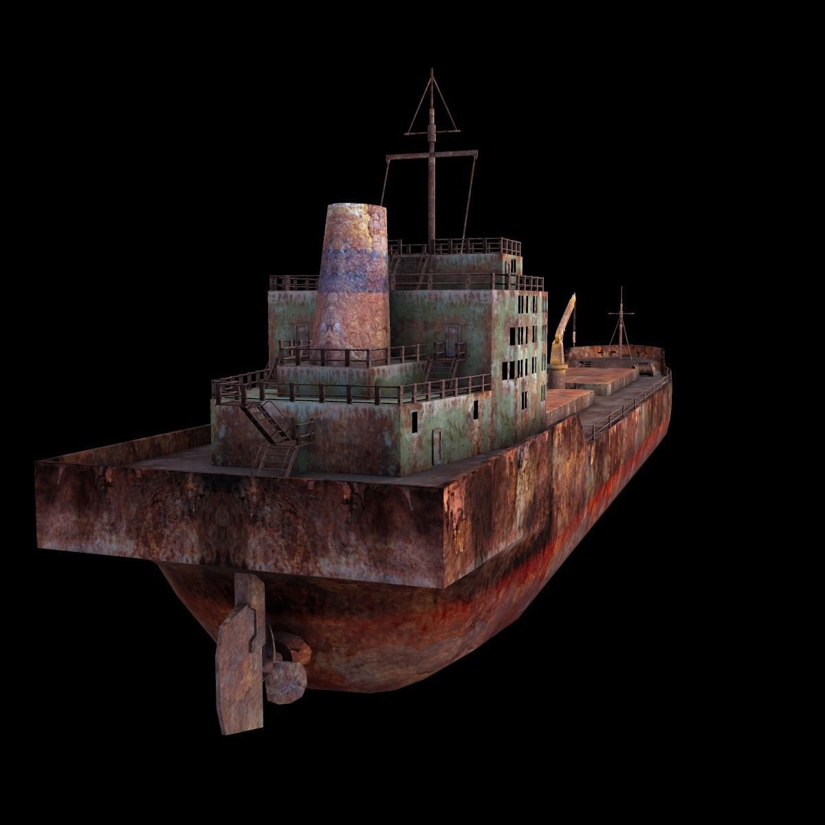 Marine cargo ship Low-poly 3D model_2