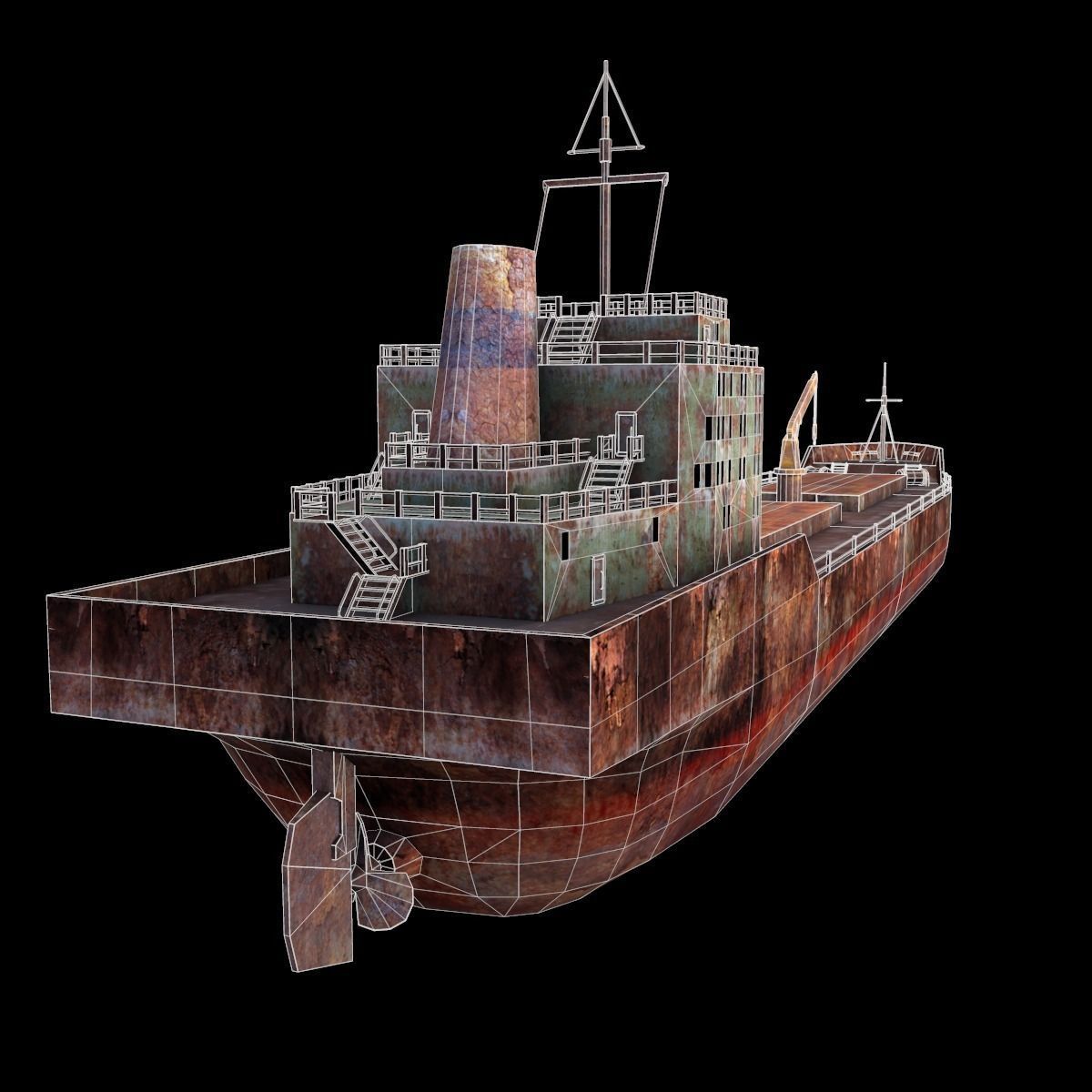Marine cargo ship Low-poly 3D model_4