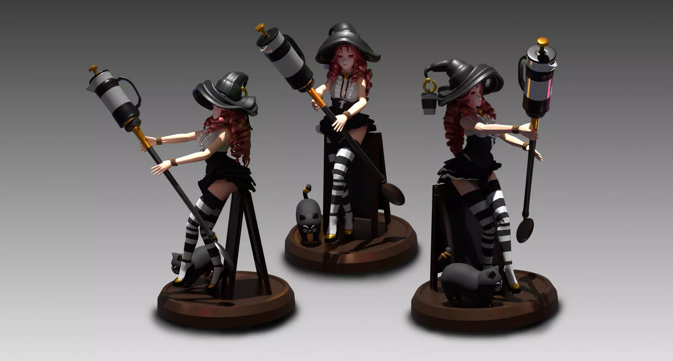 Fantasy World Cafe Witch Girl Anime Figure 3D print model