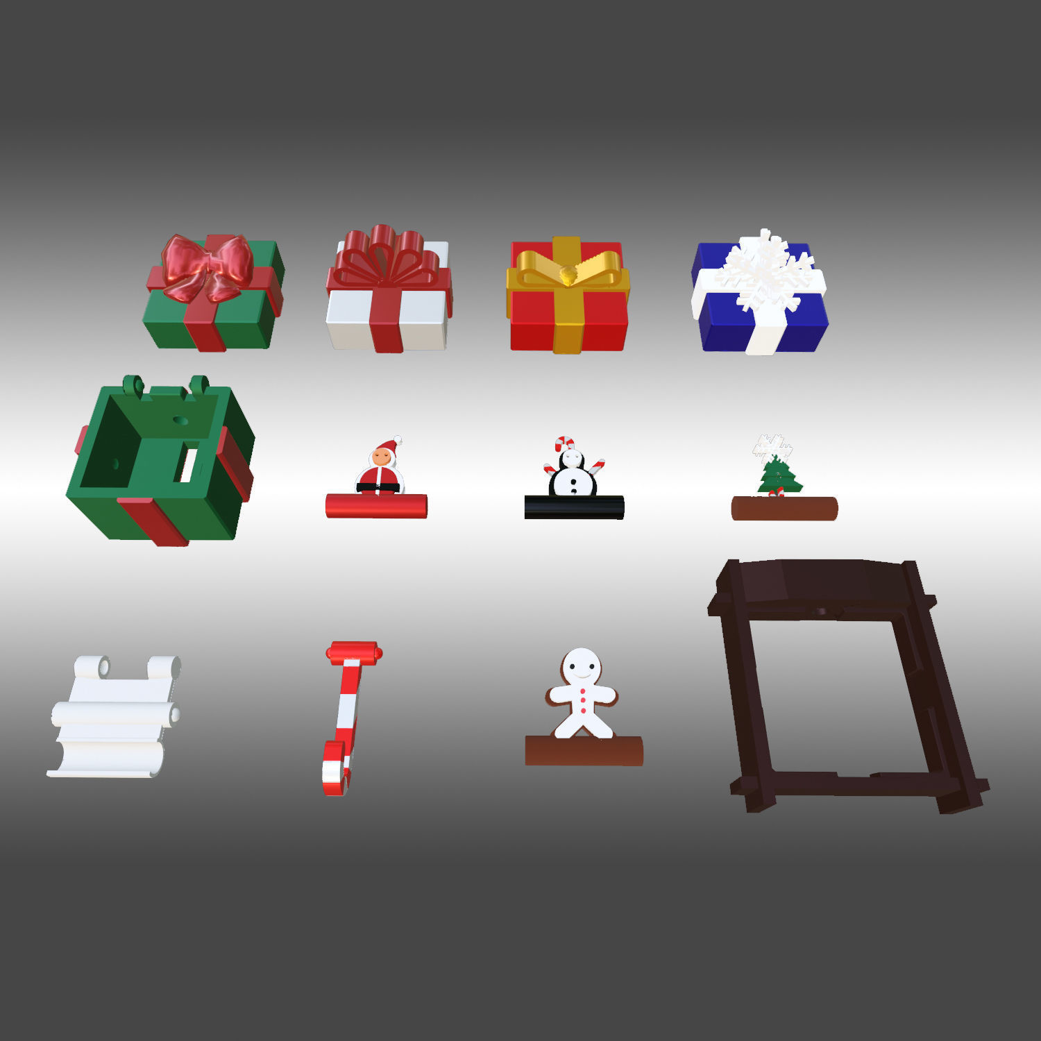 X-Mas Gift Box Wall Mounting Key Holder 3D print model_4