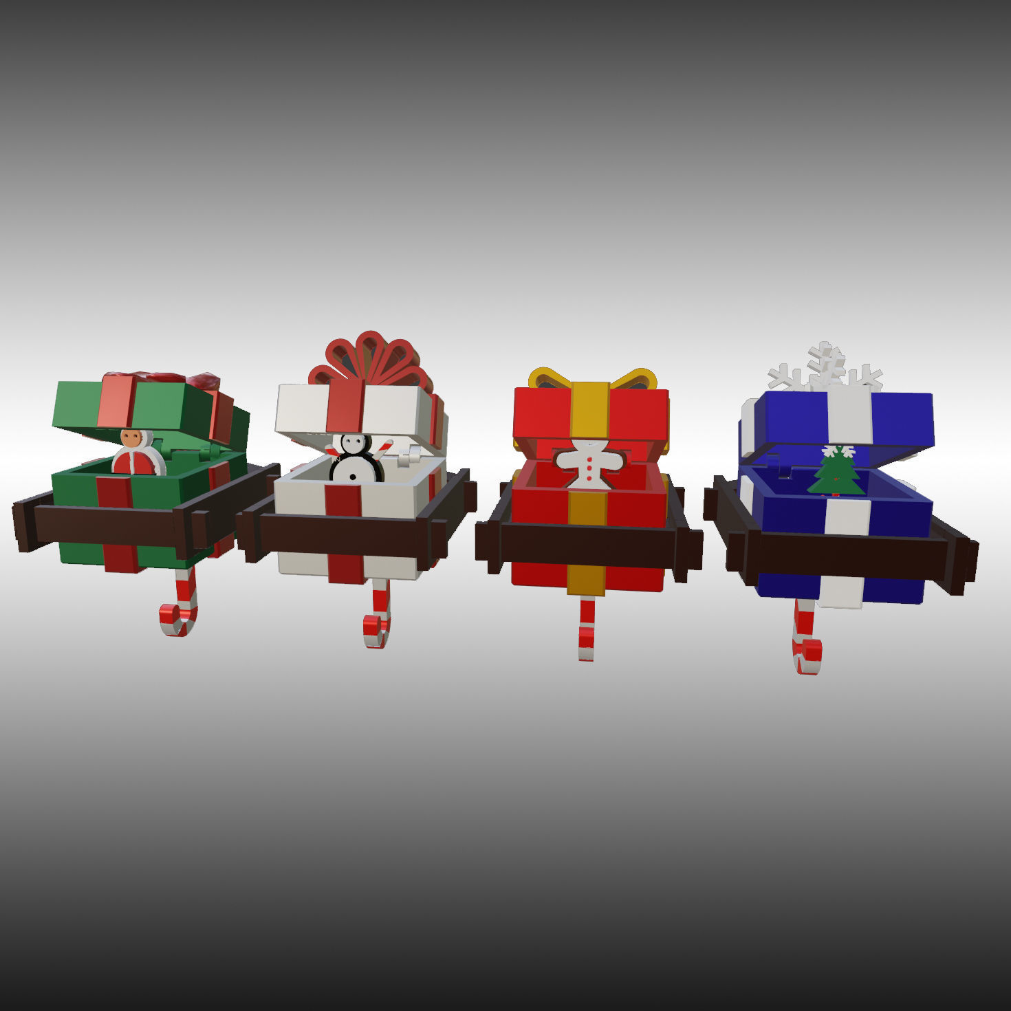 X-Mas Gift Box Wall Mounting Key Holder 3D print model_1