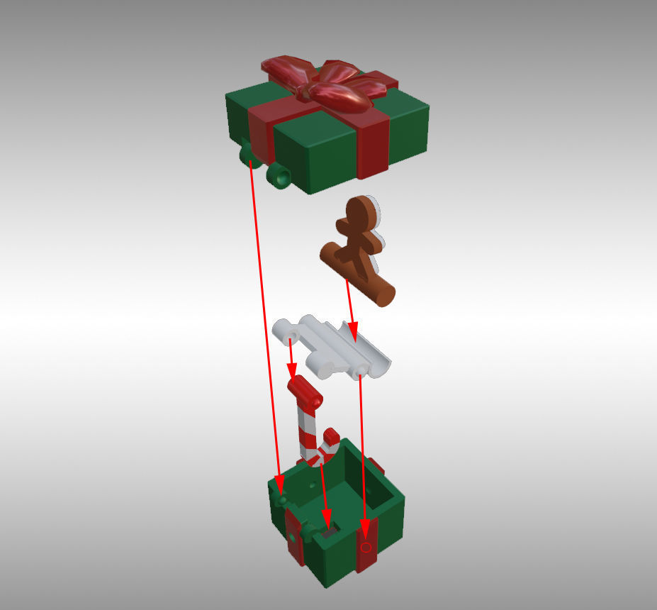 X-Mas Gift Box Wall Mounting Key Holder 3D print model_3