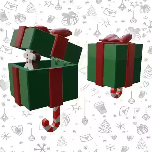 X-Mas Gift Box Wall Mounting Key Holder 3D print model
