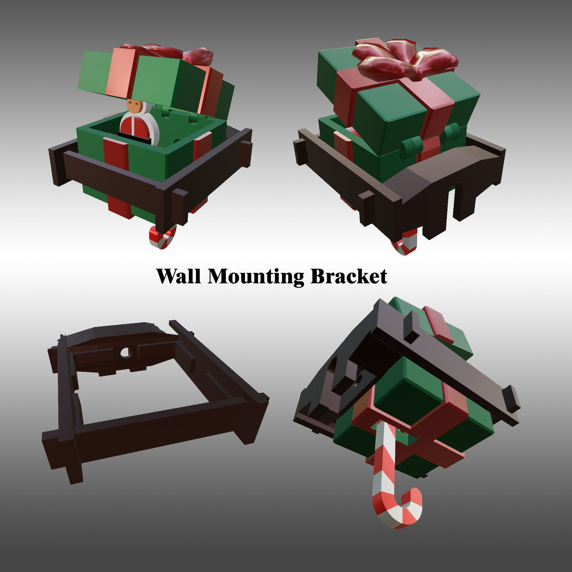 X-Mas Gift Box Wall Mounting Key Holder 3D print model_5