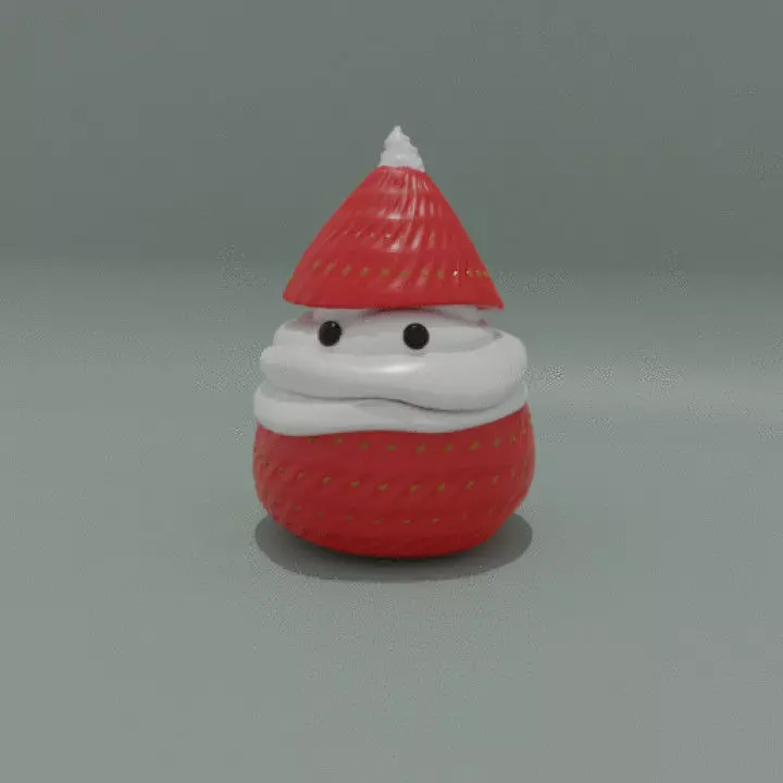 X-Mas Strawberry Santa Claus Ornament 3D print model_0