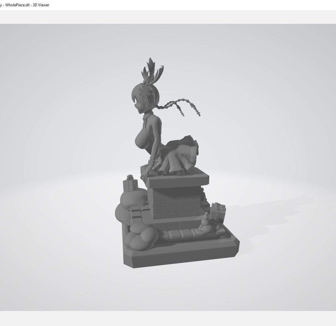 Fantasy World Reindeer Santa Girl Stuck in Chimney Anime Figure 3D print model_1