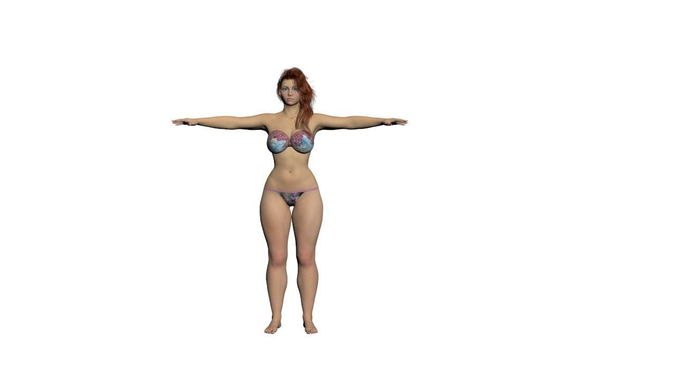 Redhead in Underwear Rigged HQ 3D model