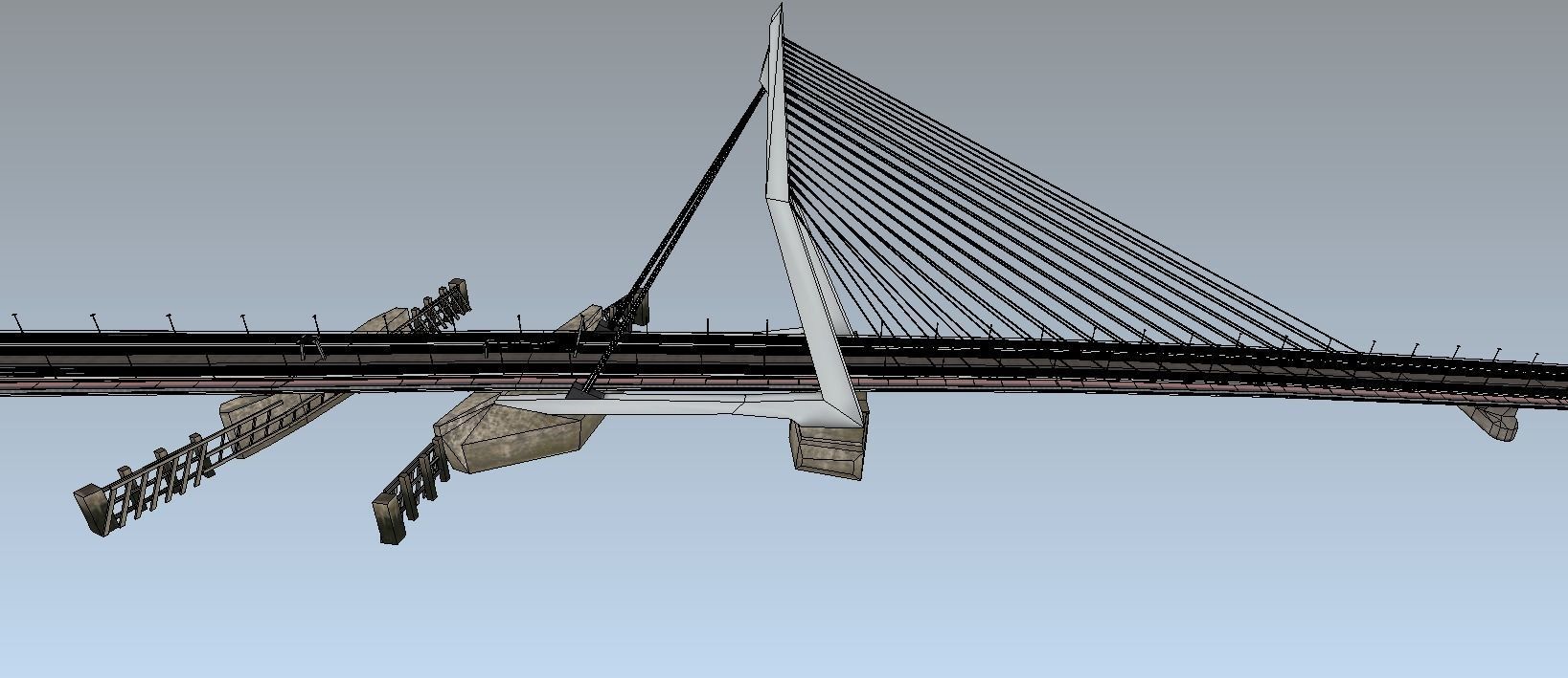Lowpoly 3d model Erasmus bridge Rotterdam Low-poly 3D model_5