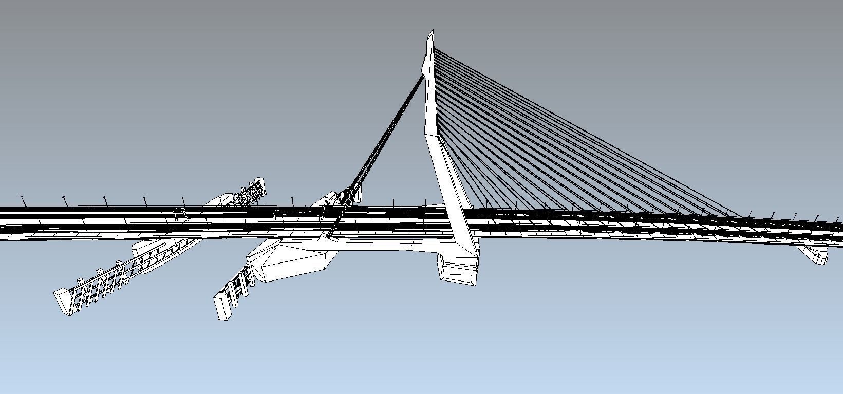 Lowpoly 3d model Erasmus bridge Rotterdam Low-poly 3D model_6