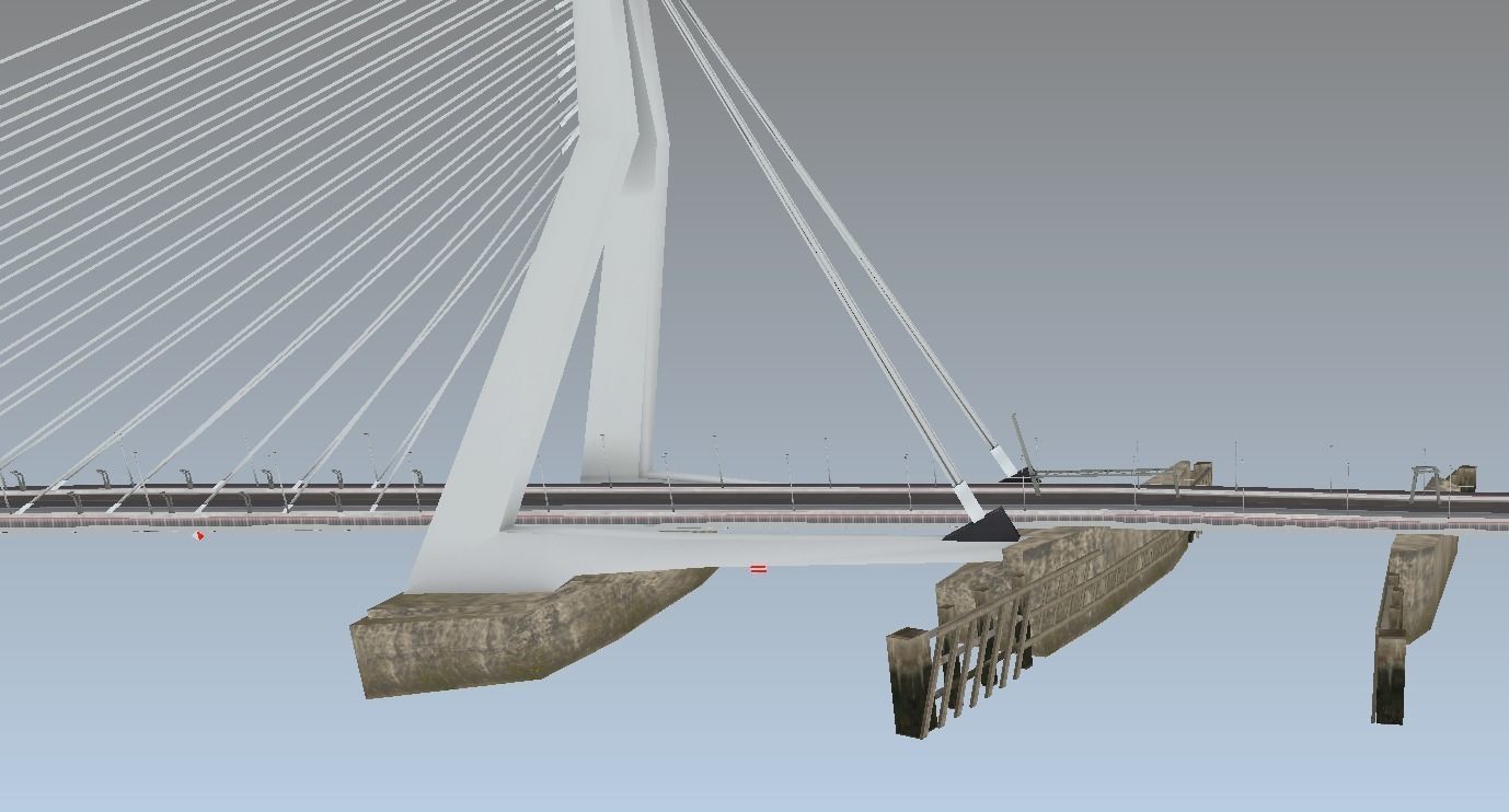Lowpoly 3d model Erasmus bridge Rotterdam Low-poly 3D model_1