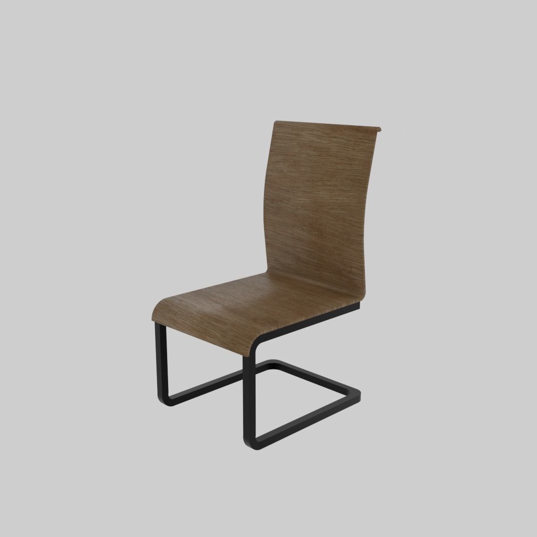 Chair with a single leg 3D model_2