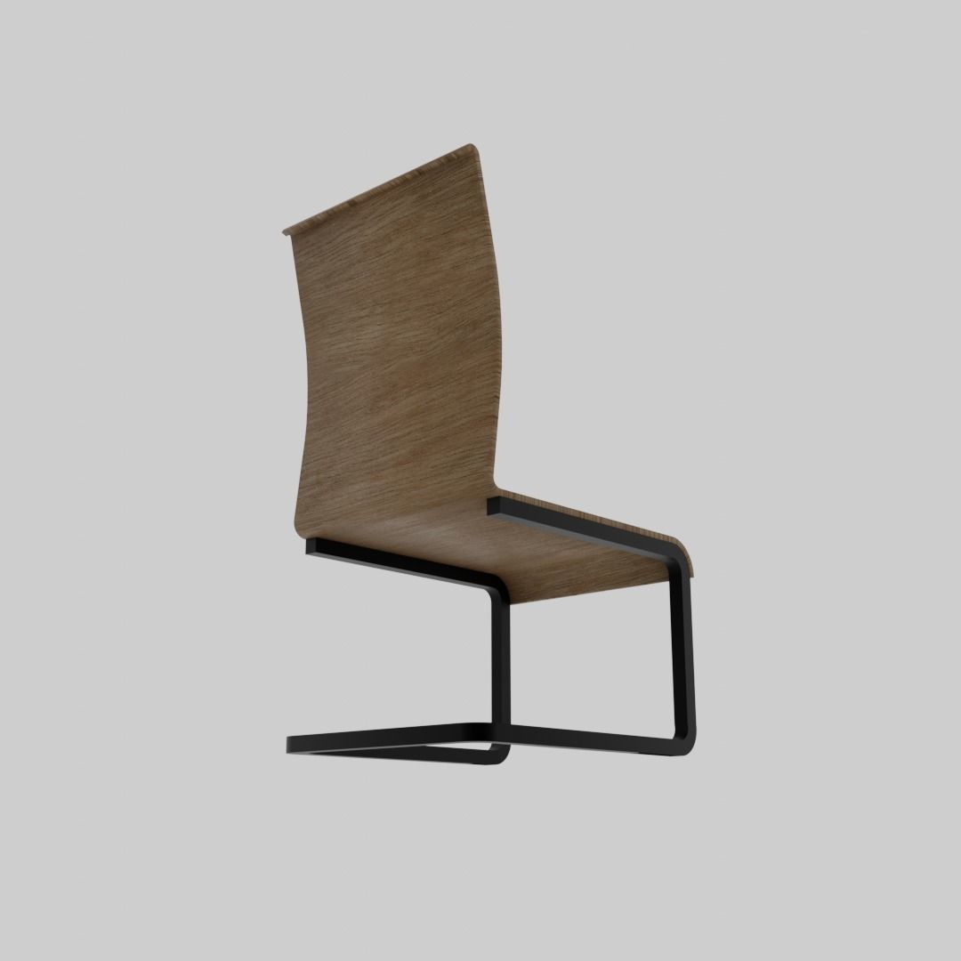 Chair with a single leg 3D model_1