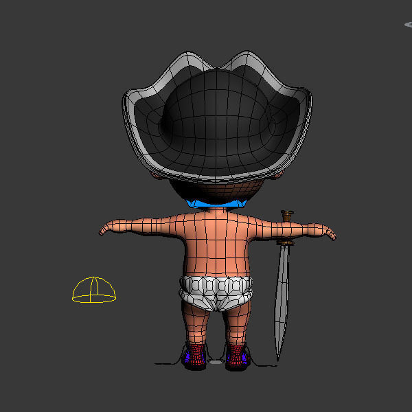 Pirate baby Cartoon Rigged  3D model_10