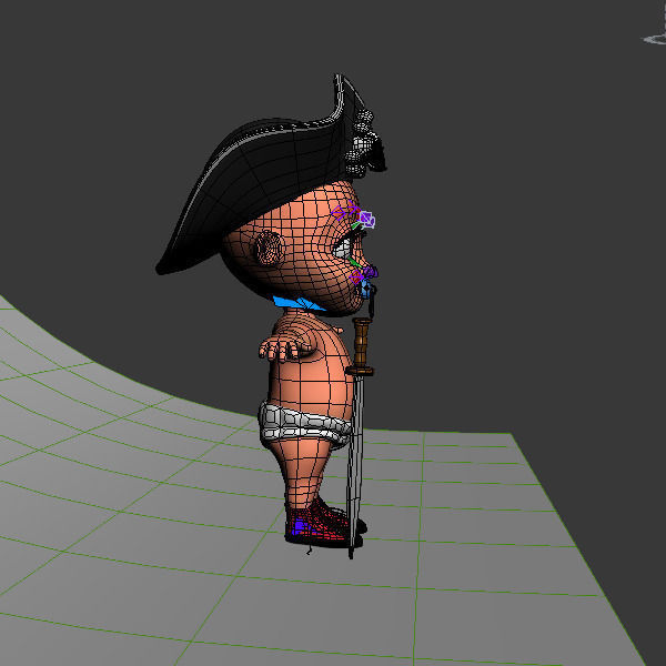 Pirate baby Cartoon Rigged  3D model_12